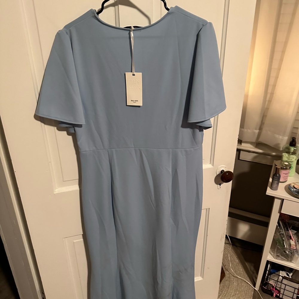 Grace Karin Light Blue Midi Dress